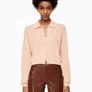 Aritzia Wilfred Nextdoor Merino Wool Cotton Blend Button Cardigan Sweater